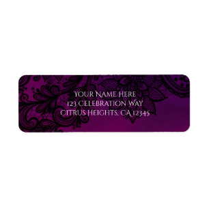 Etiqueta Invitación de fiesta elegante de encaje negro rosa