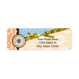 Etiqueta Invitación de tema safari azul para baby shower de