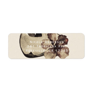 Etiqueta Invitación del coco tropical vintage e hibiscus