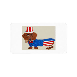 Etiqueta Invitación del Tío Sam Dachshund