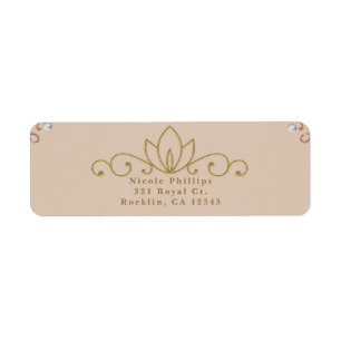 Etiqueta Invitación elegante de perla blanca rosa y dorado