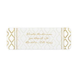 Etiqueta Invitación elegante dorada y blanca de glamour mar