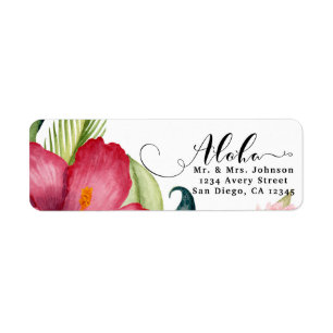 Etiqueta Invitación elegante floral botánica tropical aloha