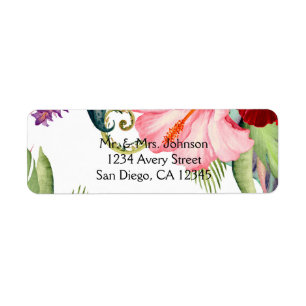 Etiqueta Invitación elegante floral botánica tropical aloha