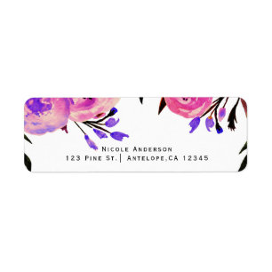 Etiqueta Invitación floral moderna brillante rosa y púrpura