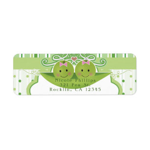 Etiqueta Invitación para baby shower de gemelas Dos guisant