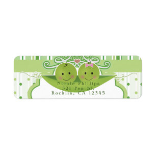 Etiqueta Invitación para Baby Shower de Gemelos Two Peas in