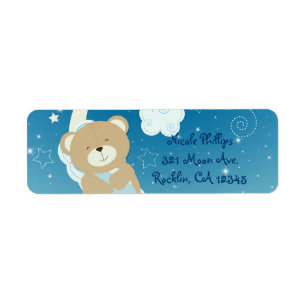 Etiqueta Invitación para baby shower Oso de peluche Luna y
