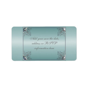 Etiqueta Invitaciones de boda azules turquesa blancas