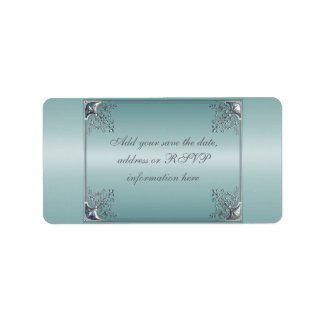 Etiqueta Invitaciones de boda azules turquesa blancas