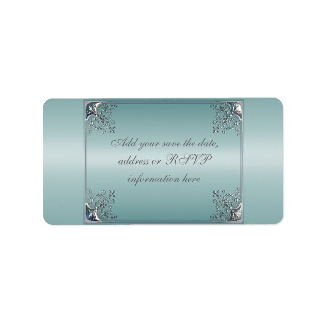 Etiqueta Invitaciones de boda azules turquesa blancas (Frente)