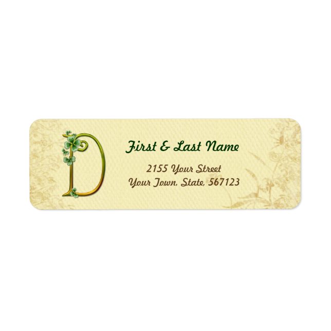 Etiqueta irlandesa de monograma D (Frente)