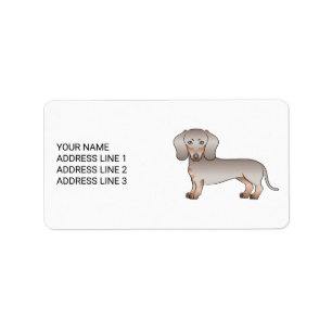 Etiqueta Isabella y Tan Pelo Corto Perro Dachshund y Texto