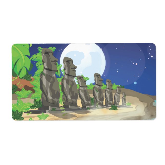 Etiqueta Isla de Pascua Moai (Frente)