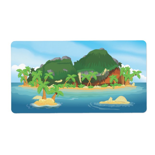 Etiqueta Isla del Tesoro Tropical (Frente)