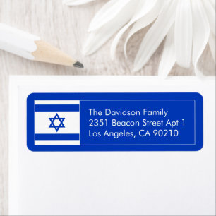 Etiqueta Israel bandera azul estrella blanca de la direcció