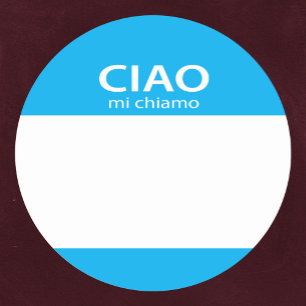 Etiqueta italiana de saludo Ciao Mi Chiamo