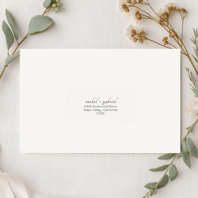 Etiqueta Ivory | Chic Simple Clean Wedding Address  (Subido por el creador)