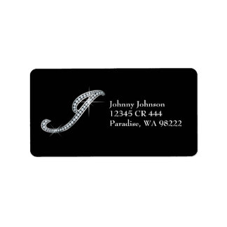 Etiqueta J Script Faux-"Diamond Bling"