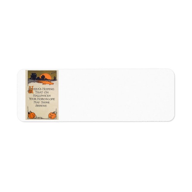Etiqueta Jack O Lantern Pumpkin Sunset Bat (Frente)