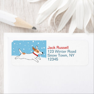 Etiqueta Jack Russell Snow Dog Holiday Return Address