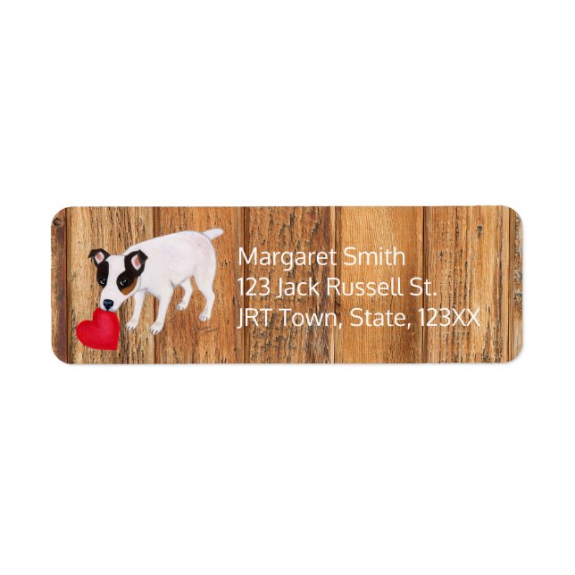 Etiqueta Jack Russell Terrier Valentine Address Wood (Frente)