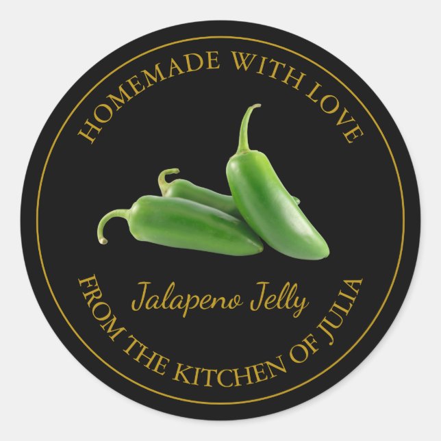 Etiqueta Jalapeno Jelly casera | Negro (Anverso)