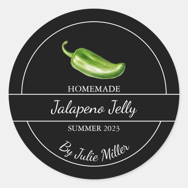 Etiqueta Jalapeno Jelly casera simple - Negro (Anverso)