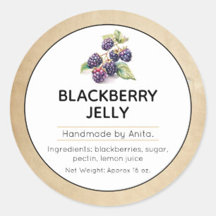 Etiqueta Jam de Blackberry o Jelly Canning Jar