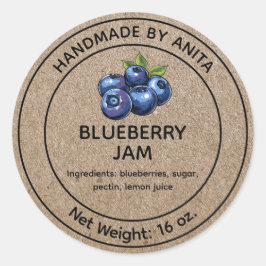 Etiqueta Jam Jelly Jar Blueberry Estilo Papel Kraf