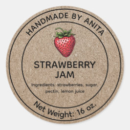 Etiqueta Jam Jelly Jar Strawberry Estilo Papel Kra