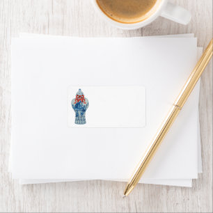 Etiqueta Jar de jengibre azul y blanco pintado a mano por l