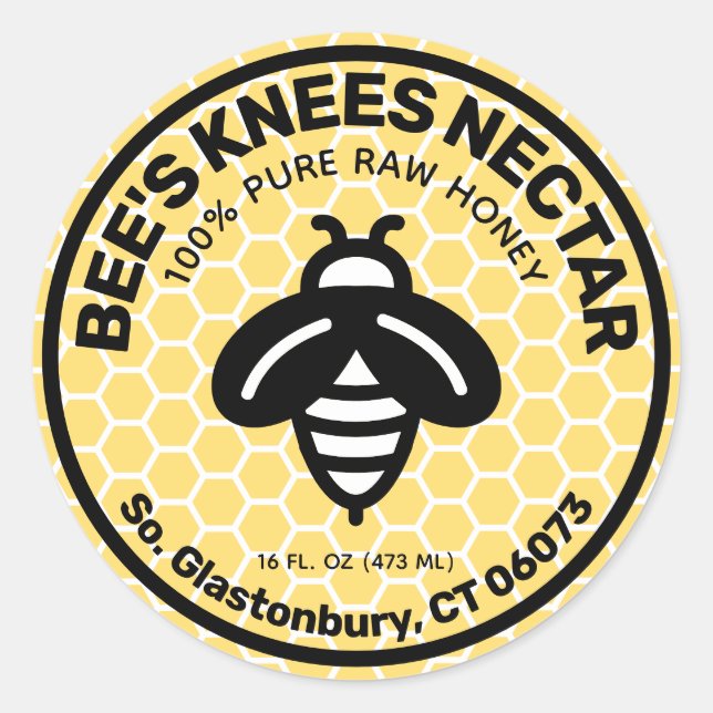 Etiqueta Jar Honey Honeycomb Cute Abete (Anverso)