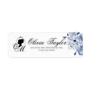Etiqueta Jardín Boda Monograma Script Elegante Rosa