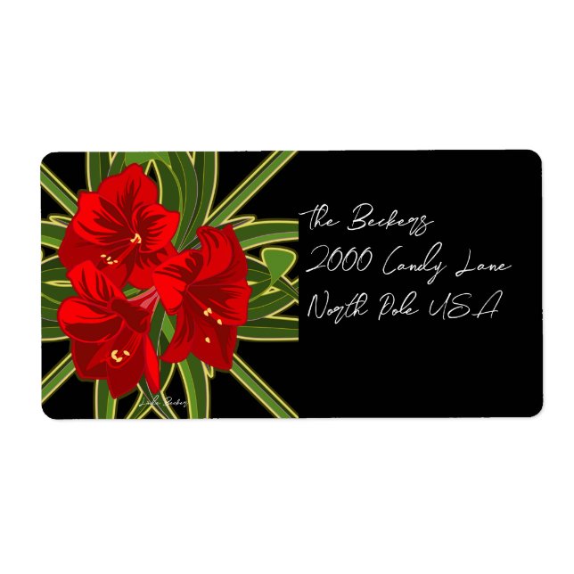 Etiqueta Jardín de Amarilis Navideño Vibrante  (Frente)