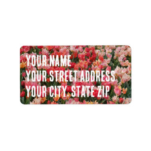 Etiqueta Jardín de flores de tulipán rosado personalizado