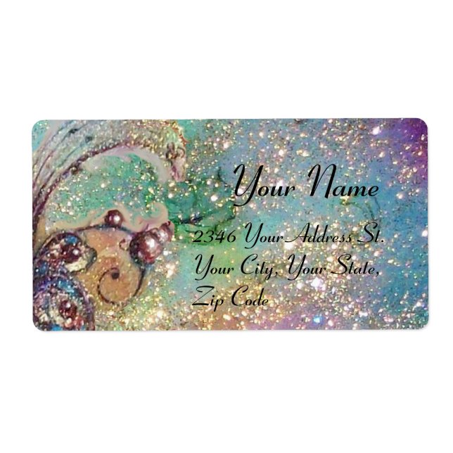 Etiqueta JARDÍN DE LAS SOMBRAS PERDIDAS, azul, amarillo dor (Frente)