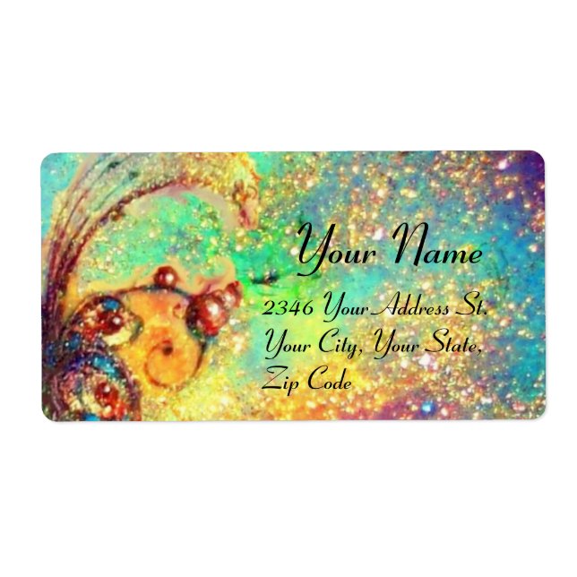 Etiqueta JARDÍN DE LAS SOMBRAS PERDIDAS, azul, amarillo dor (Frente)