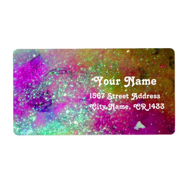 Etiqueta JARDÍN DE LAS SOMBRAS PERDIDAS, Púrpura azul Verde (Frente)