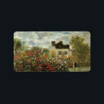 Etiqueta Jardín de Monet en Argenteuil por Claude Monet<br><div class="desc">El Jardín del Artista en Argenteuil (1873), de Claude Monet, es un bonito cuadro artístico de naturaleza floral. Una casa de campo está en el fondo. Una pareja enamorada está paseando por un romántico jardín de primavera con rosas florecientes y otras flores. Sobre el artista: Claude Monet (1840-1926) fue fundador...</div>
