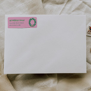 Etiqueta Jardín de Navidad pintado a mano rosa verde Direcc