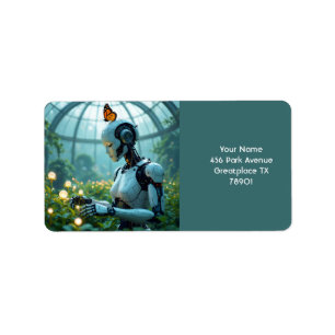 Etiqueta Jardín de robots femeninos lindos de fantasía