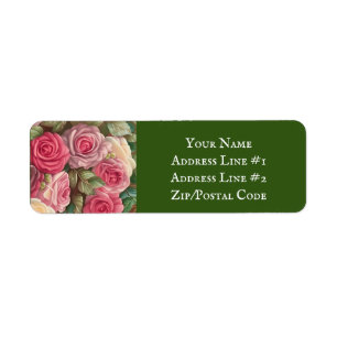 Etiqueta Jardín de Rosas de Victoria - Flores rosadas paste