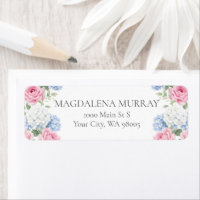 Jardín inglés floral de Hortensia Azul y Rosa Rosa