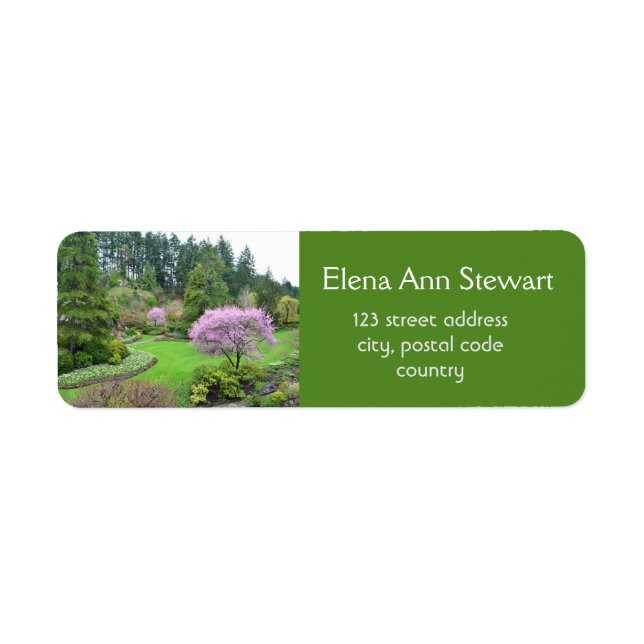 Etiqueta Jardines en primavera, hermosa naturaleza (Frente)