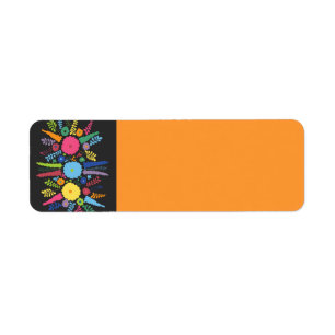 Etiqueta Jc08 ARREGLO DE FLORES DE COLORIDO MEXICANO BLACK 