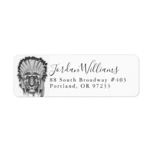 Etiqueta Jefe de tigre nativo americano Añadir su nombre