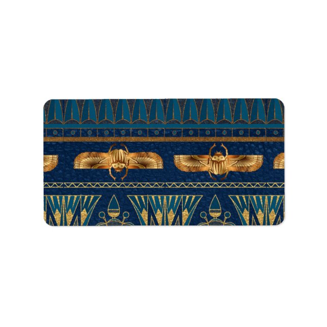 Etiqueta Jeroglíficos Egipcios Purpurina Dorado de escaraba (Frente)