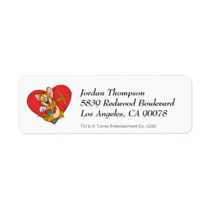 Etiqueta Jerry Mouse vestido como Valentine Cupido