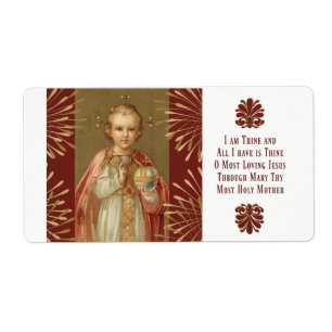 Etiqueta Jesús infantil del rezo de Praga
